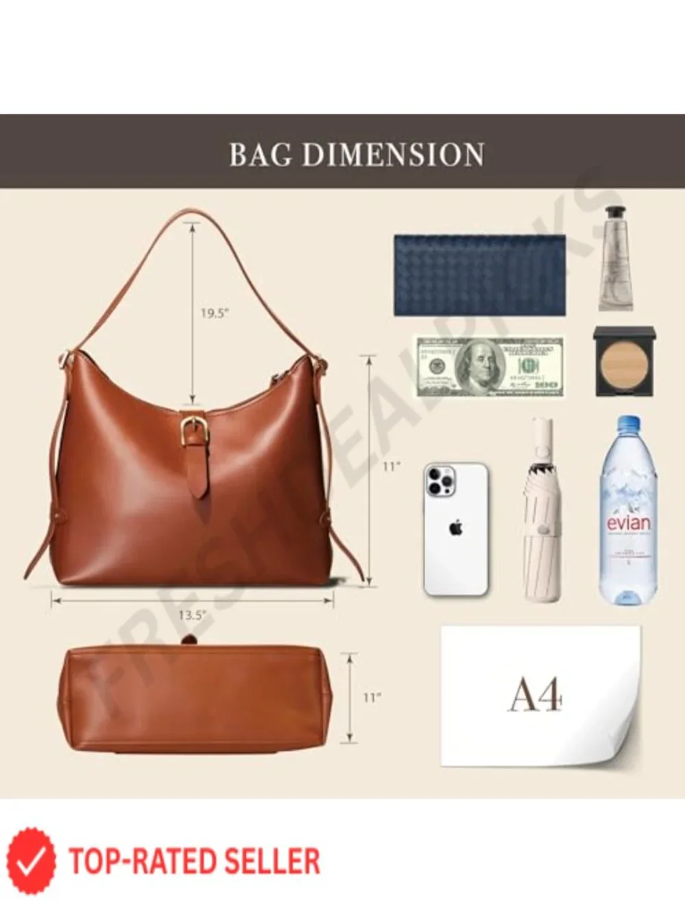 Vegan Leather Hobo Bag Medium Crossbody Shoulder Purse Handbag